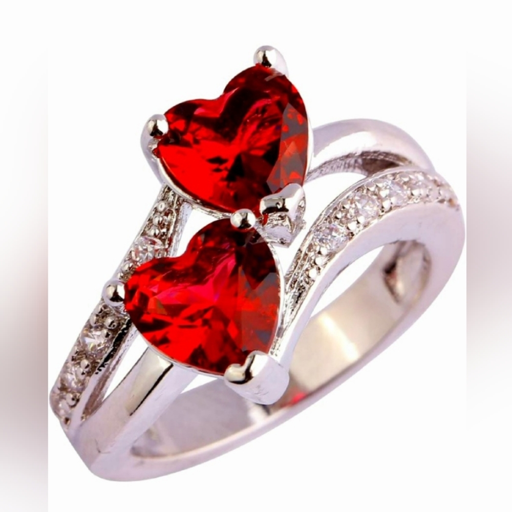 Promise Ring for Women Gift Silver Plated Heart Cut